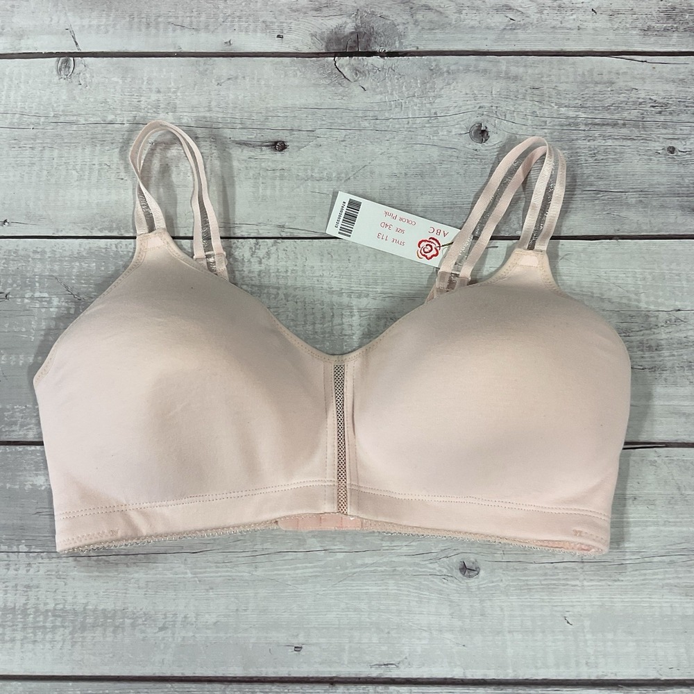 ABC American Breast Care Mastectomy Bra Womens 34D Pink‎ Wireless 113 NEW